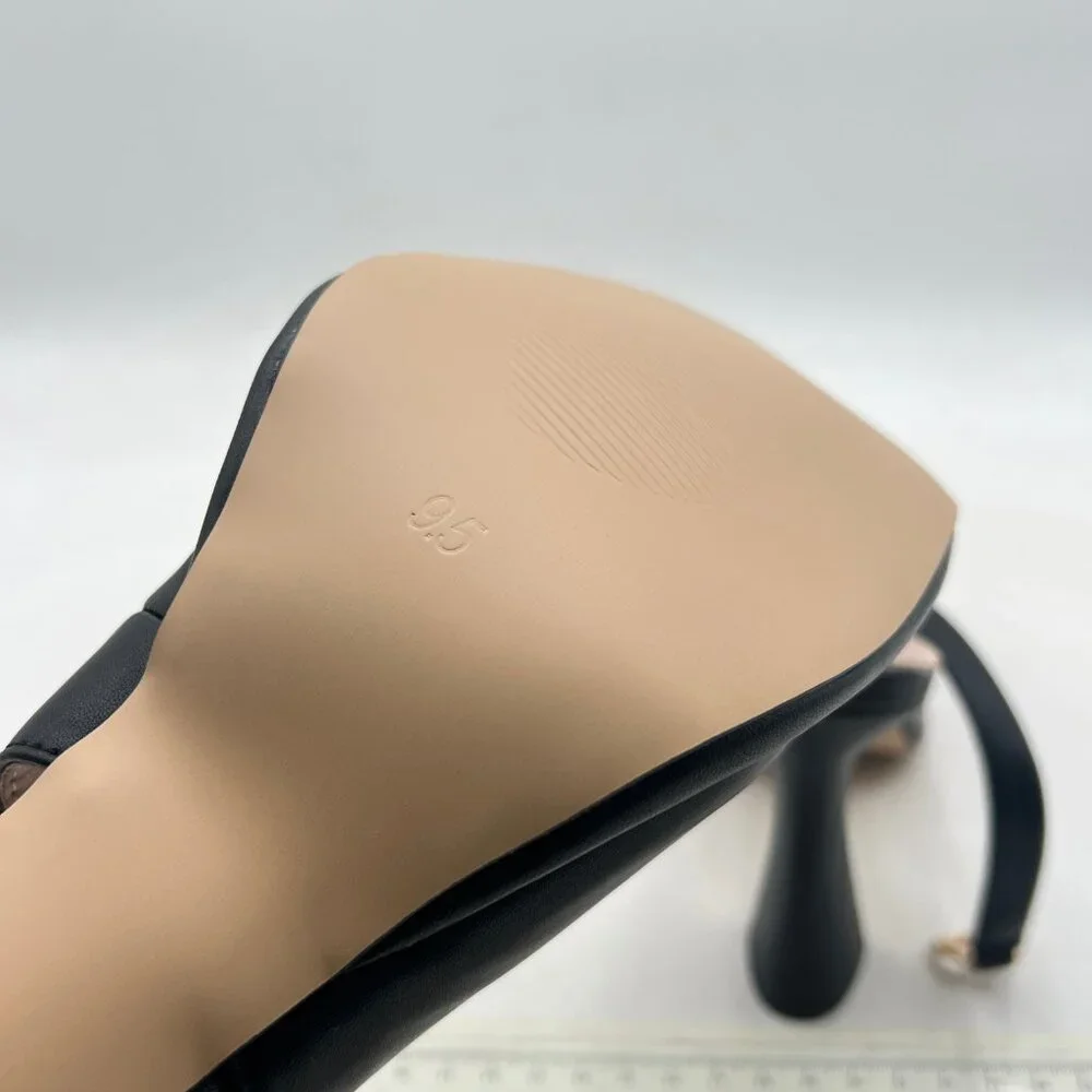 FOWT Black Platform Square Toe Pumps Block High Heels Slingbacks Work Shoes - Picture 6 of 8